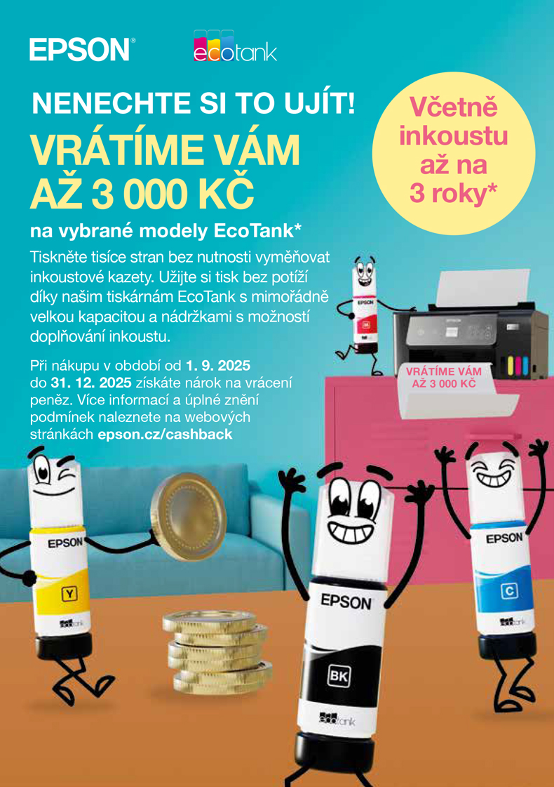 Epson CashBack až 3000 Kč, hlavní banner