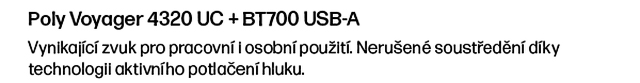 Poly Voyager 4320 bezdrátová náhlavní souprava, BT700 USB-A adaptér